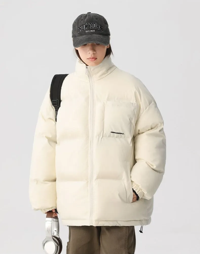 Solid and Stylish Relaxed-Fit Puffer Jacket with Stand-Up Collar