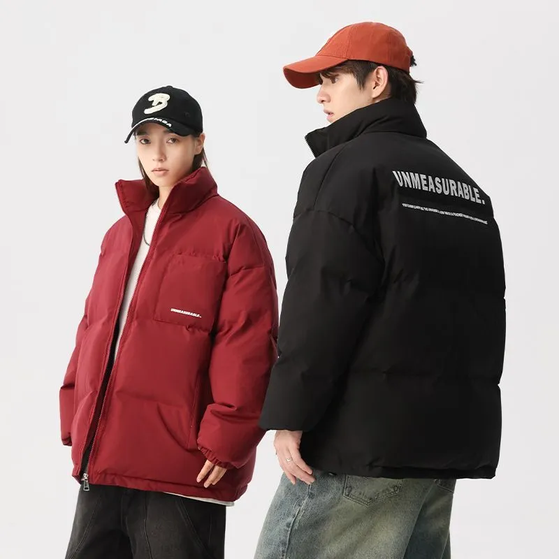 Solid and Stylish Relaxed-Fit Puffer Jacket with Stand-Up Collar