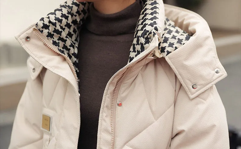 Solid Thickened Quilted Puffer Coat with Full Zip Closure