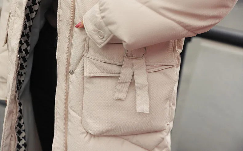 Solid Thickened Quilted Puffer Coat with Full Zip Closure