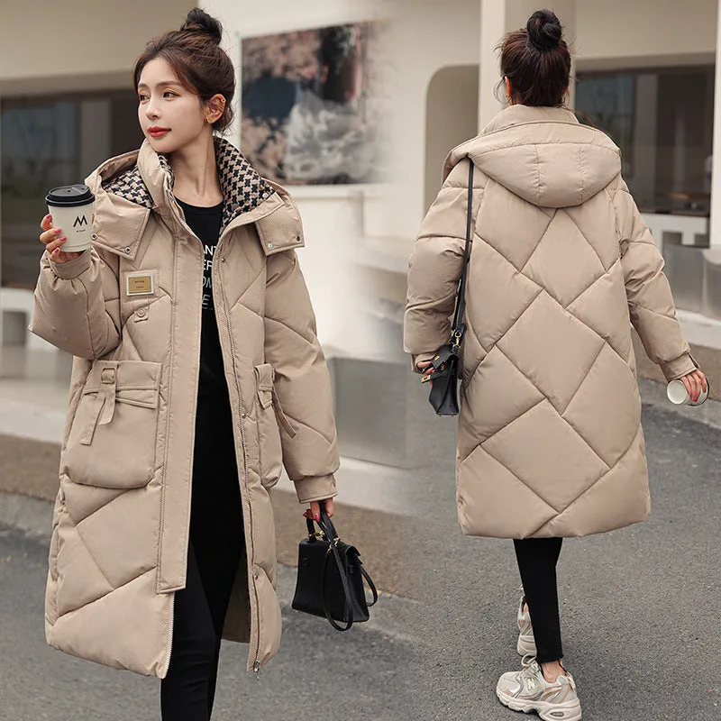 Solid Thickened Quilted Puffer Coat with Full Zip Closure