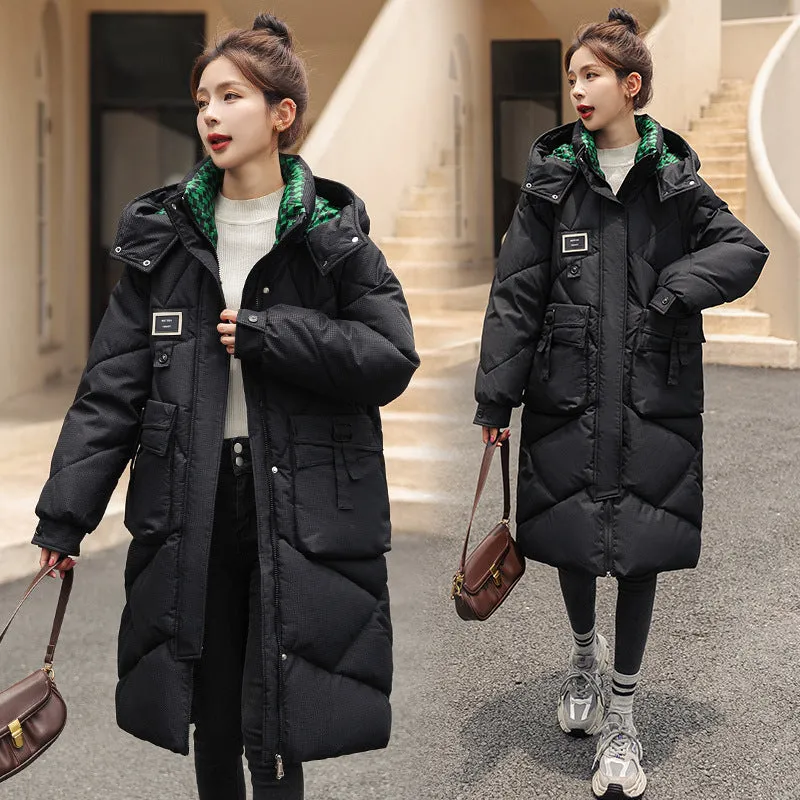 Solid Thickened Quilted Puffer Coat with Full Zip Closure