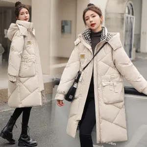 Solid Thickened Quilted Puffer Coat with Full Zip Closure