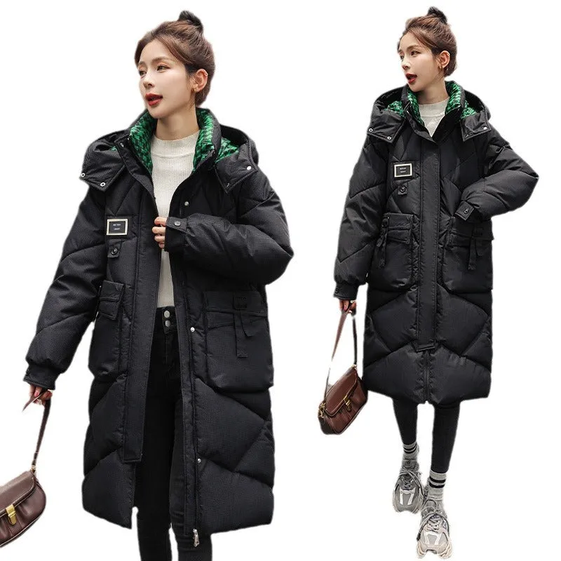Solid Thickened Quilted Puffer Coat with Full Zip Closure