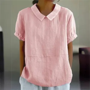 Sophie | Comfortable Cotton Linen Blouse with Peter Pan Collar