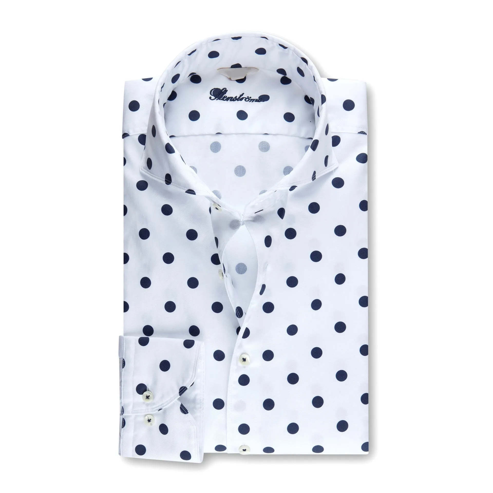 STENSTROMS- Polka Dot Casual Fitted Body Shirt