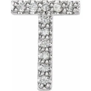 Sterling Silver .04 CTW Natural Diamond Initial T Earring
