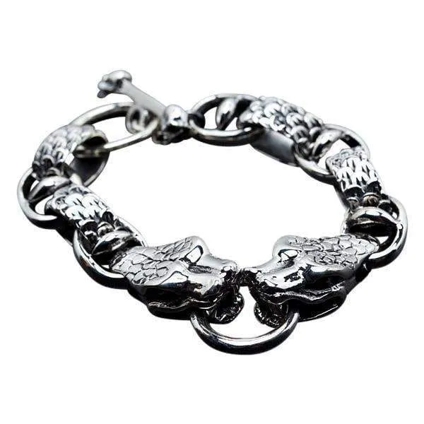 Sterling Silver Anaconda Snake Men's Bracelet