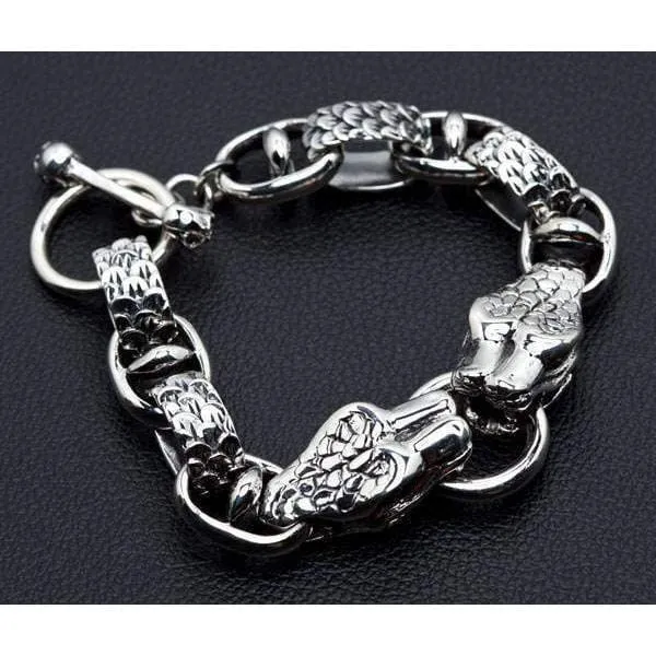 Sterling Silver Anaconda Snake Men's Bracelet
