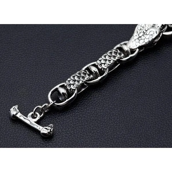 Sterling Silver Anaconda Snake Men's Bracelet