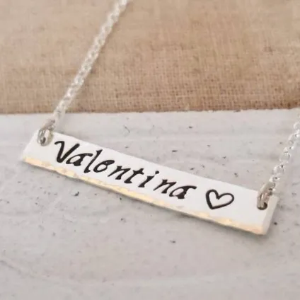 Sterling Silver Name Bar Necklace
