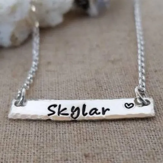 Sterling Silver Name Bar Necklace