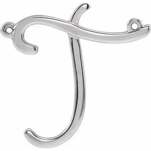 Sterling Silver Script Initial T Necklace Center