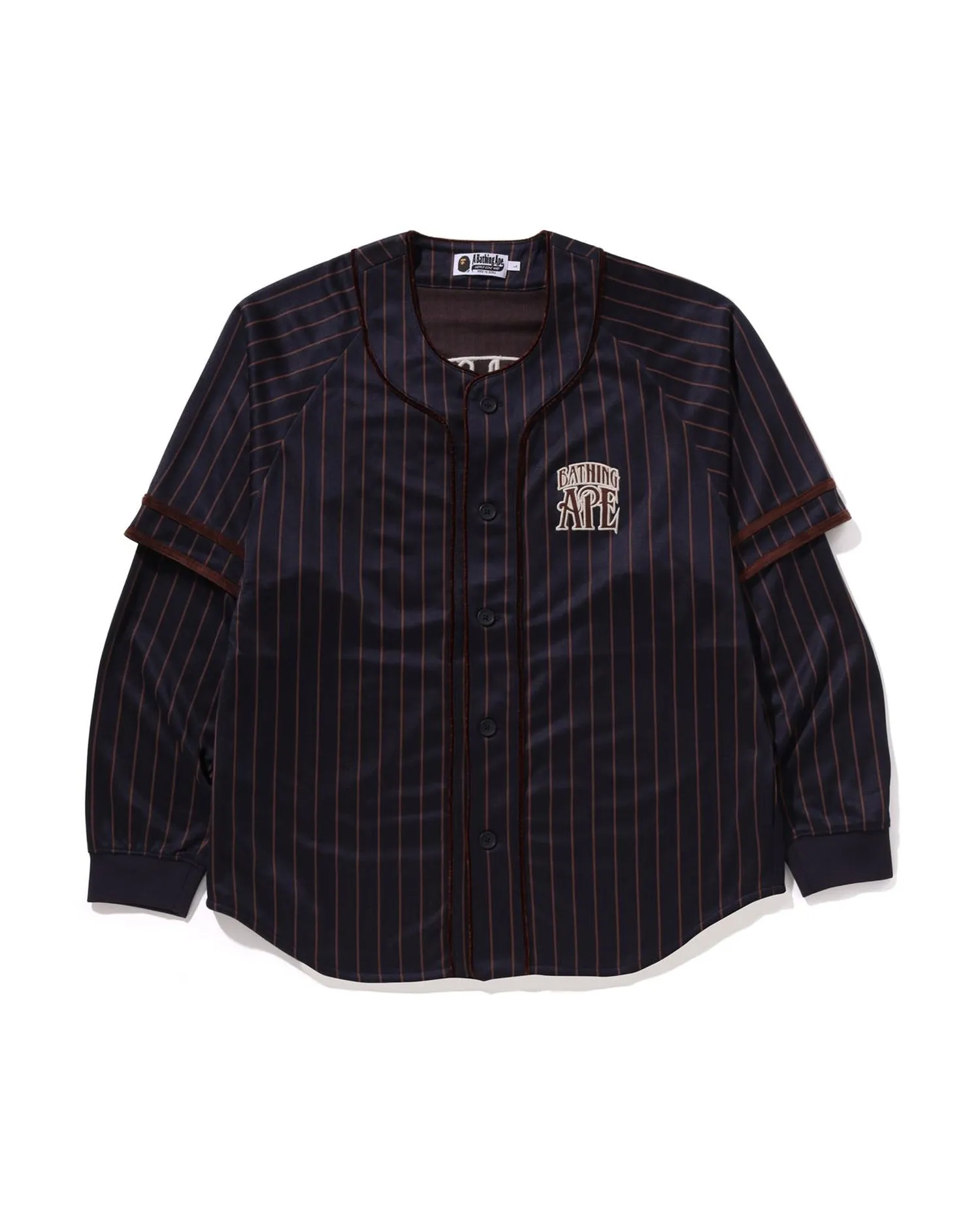 Stripe Layered Sleeves Ls Baseball Shirt