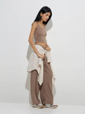 Studiofit Taupe Waffle-Textured Top