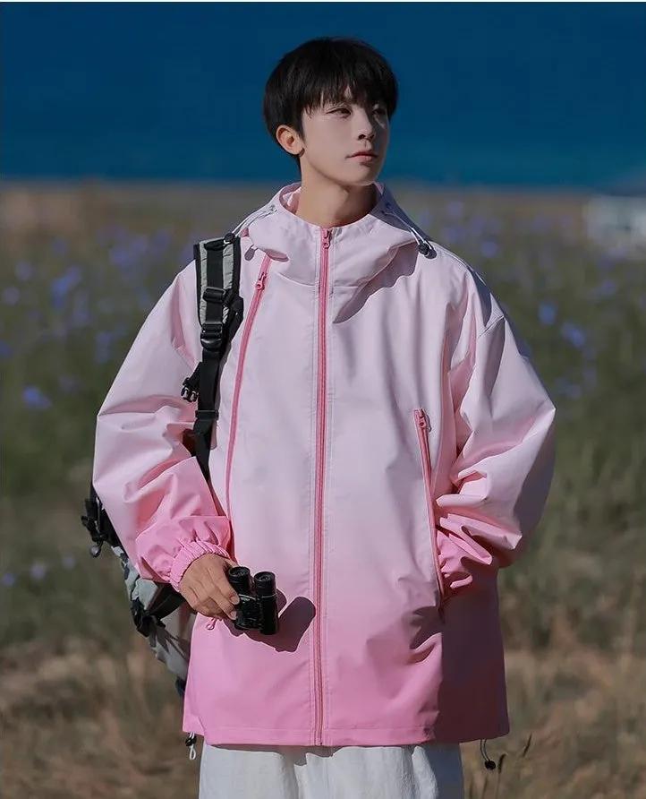 Stylish Hooded Raincoat Featuring a Relaxed-fit and Zippered Pocket