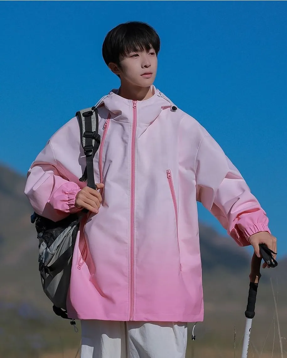 Stylish Hooded Raincoat Featuring a Relaxed-fit and Zippered Pocket
