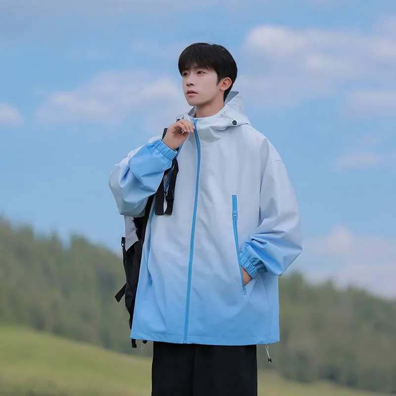 Stylish Hooded Raincoat Featuring a Relaxed-fit and Zippered Pocket