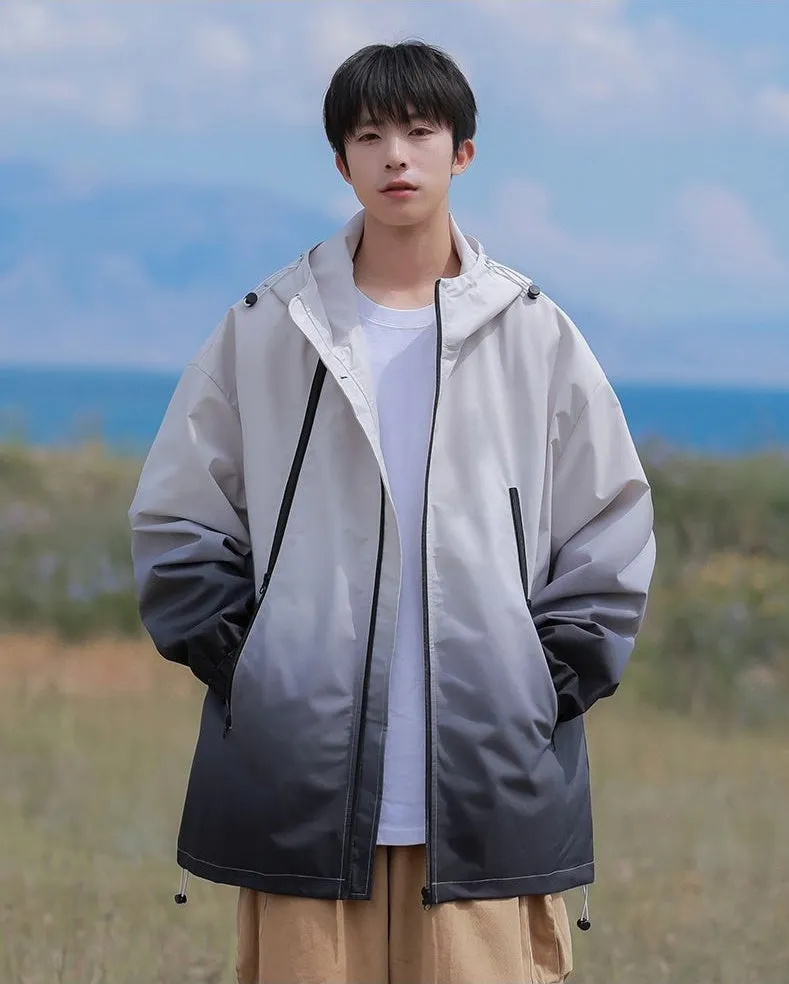 Stylish Hooded Raincoat Featuring a Relaxed-fit and Zippered Pocket