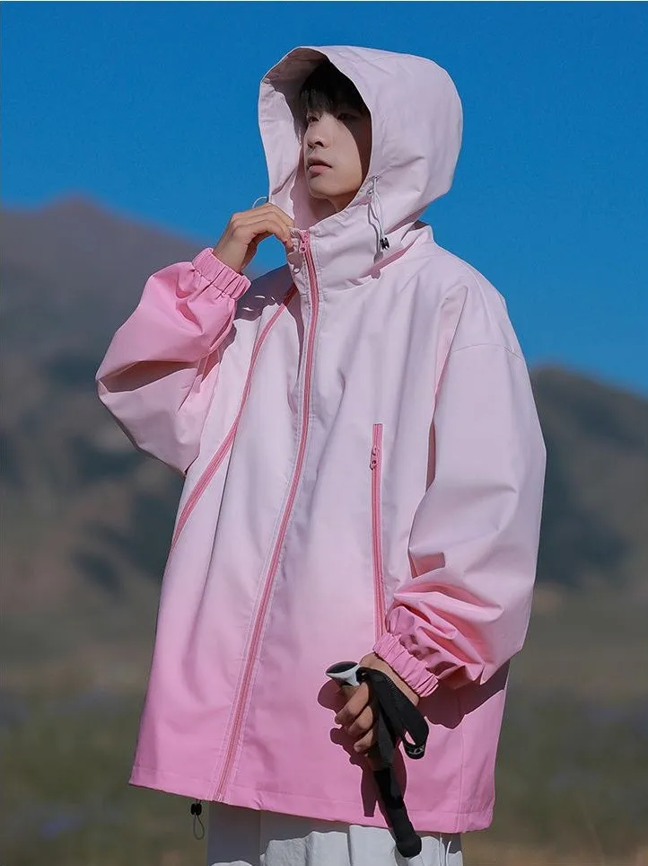 Stylish Hooded Raincoat Featuring a Relaxed-fit and Zippered Pocket