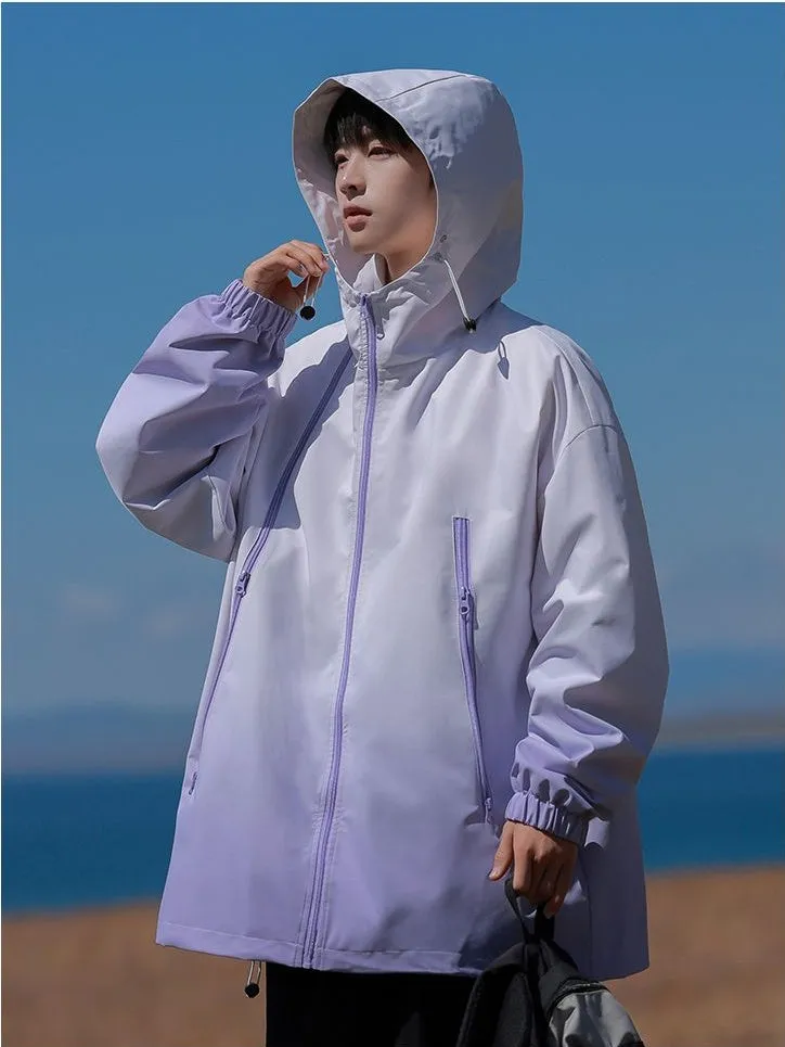 Stylish Hooded Raincoat Featuring a Relaxed-fit and Zippered Pocket