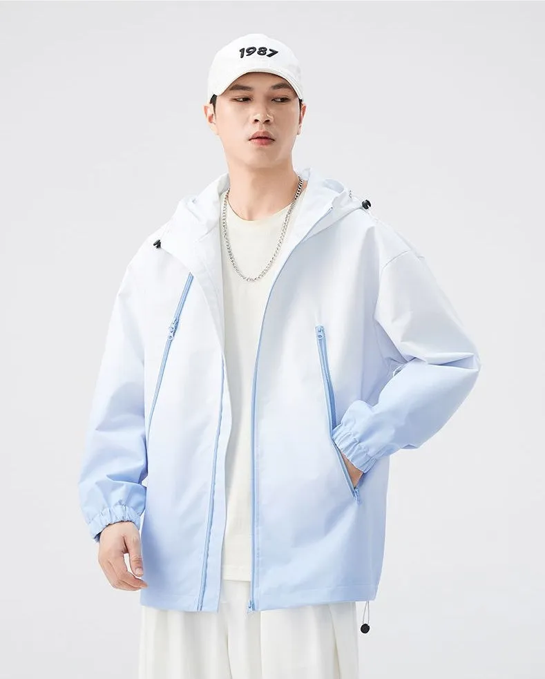 Stylish Hooded Raincoat Featuring a Relaxed-fit and Zippered Pocket