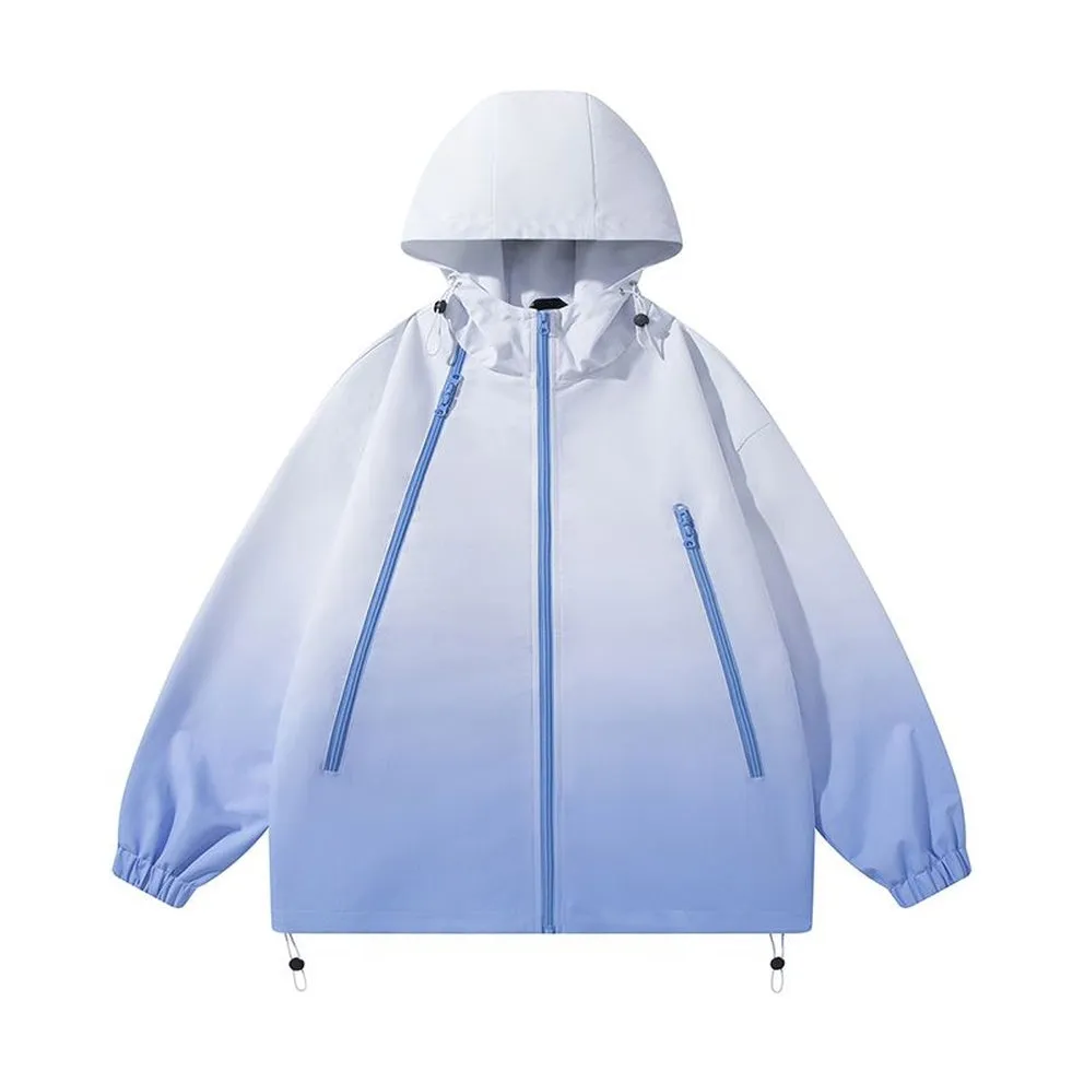 Stylish Hooded Raincoat Featuring a Relaxed-fit and Zippered Pocket