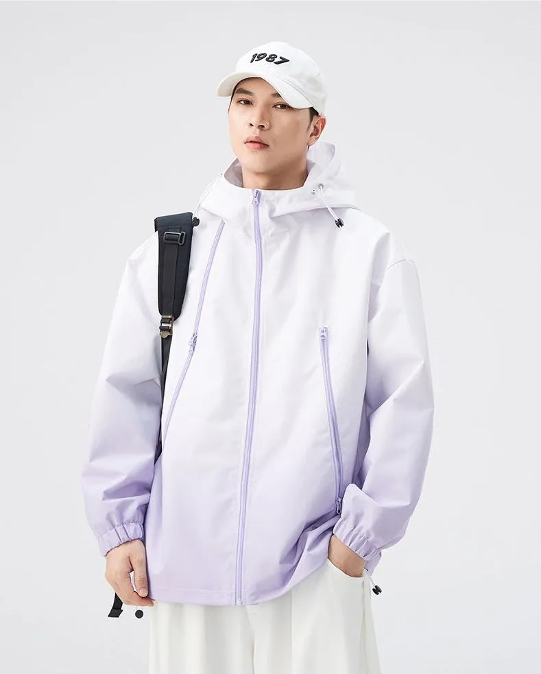 Stylish Hooded Raincoat Featuring a Relaxed-fit and Zippered Pocket
