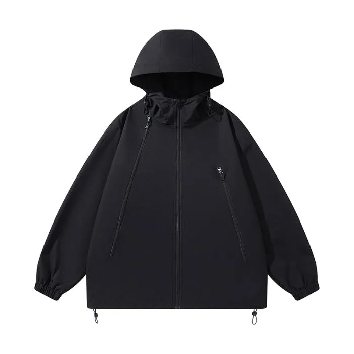 Stylish Hooded Raincoat Featuring a Relaxed-fit and Zippered Pocket