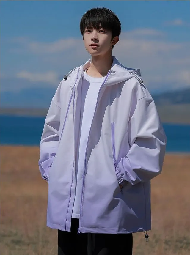 Stylish Hooded Raincoat Featuring a Relaxed-fit and Zippered Pocket