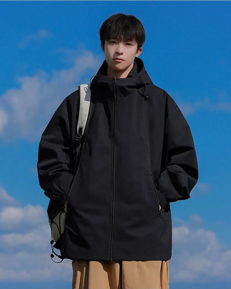 Stylish Hooded Raincoat Featuring a Relaxed-fit and Zippered Pocket