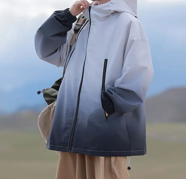 Stylish Hooded Raincoat Featuring a Relaxed-fit and Zippered Pocket