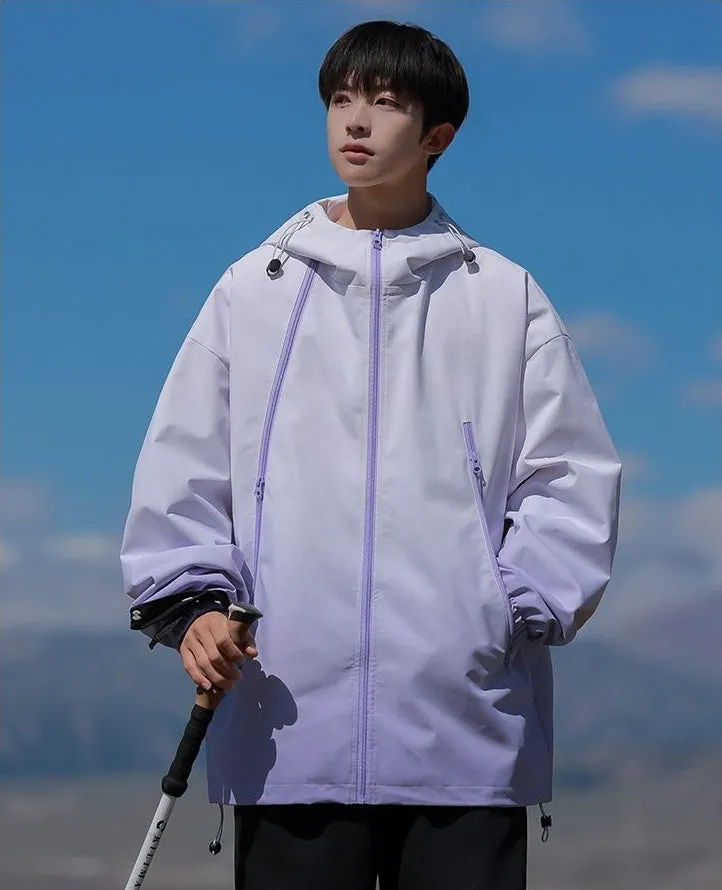 Stylish Hooded Raincoat Featuring a Relaxed-fit and Zippered Pocket