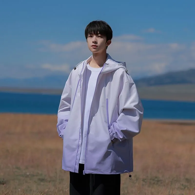Stylish Hooded Raincoat Featuring a Relaxed-fit and Zippered Pocket