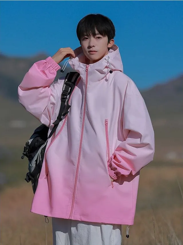 Stylish Hooded Raincoat Featuring a Relaxed-fit and Zippered Pocket