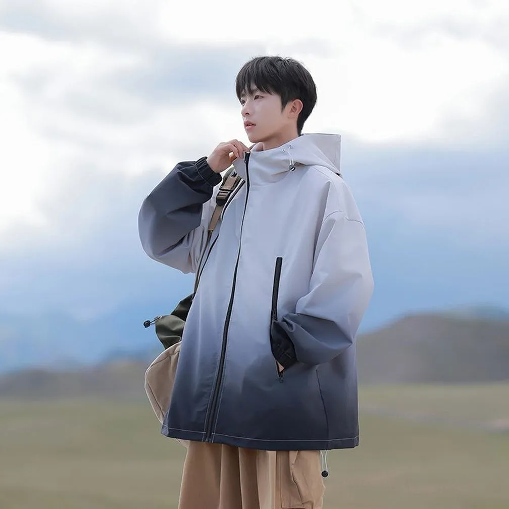 Stylish Hooded Raincoat Featuring a Relaxed-fit and Zippered Pocket