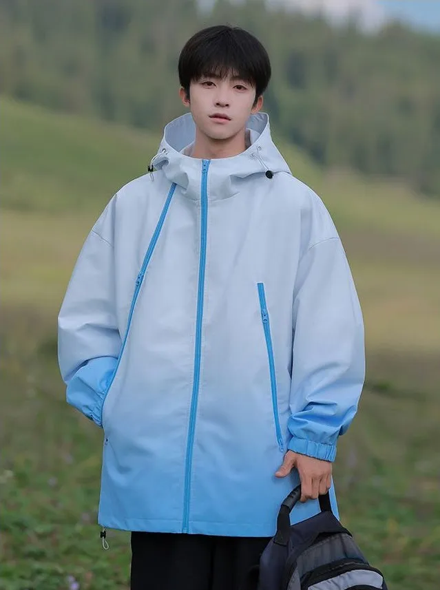 Stylish Hooded Raincoat Featuring a Relaxed-fit and Zippered Pocket