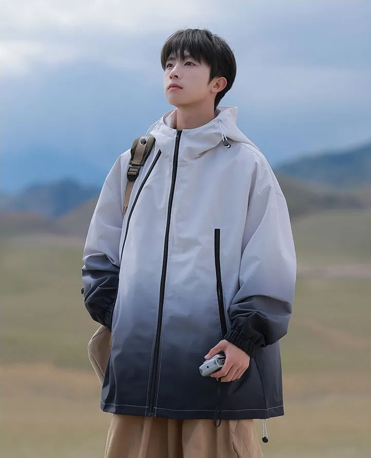 Stylish Hooded Raincoat Featuring a Relaxed-fit and Zippered Pocket