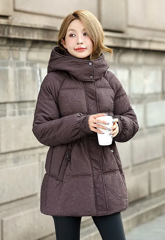 Stylish Relaxed-fit Hip-length Zip Up Puffer Jacket