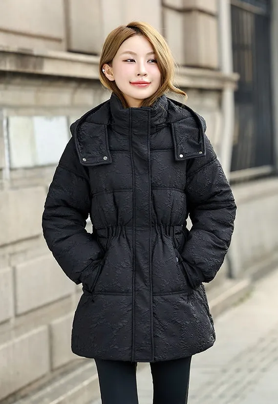 Stylish Relaxed-fit Hip-length Zip Up Puffer Jacket