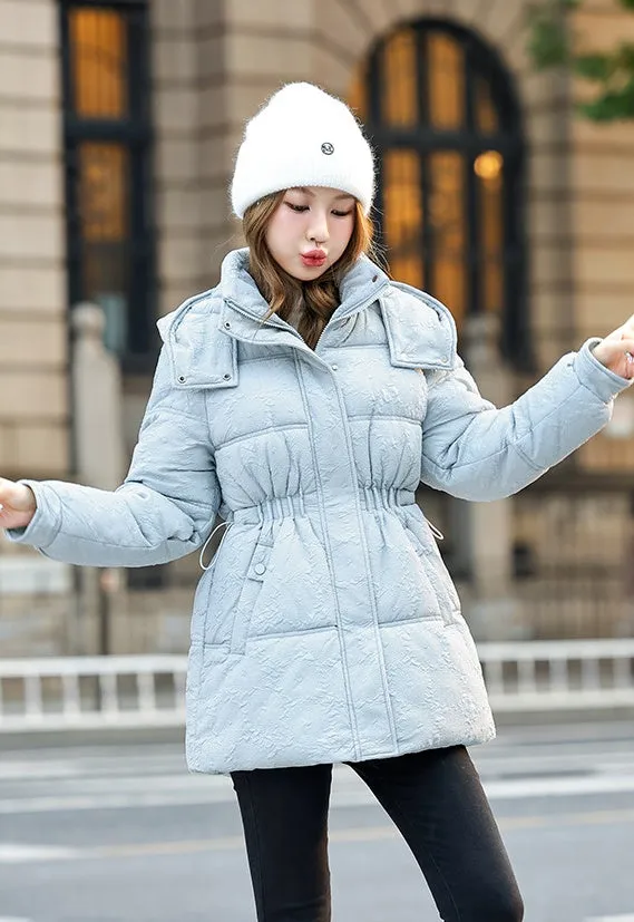 Stylish Relaxed-fit Hip-length Zip Up Puffer Jacket