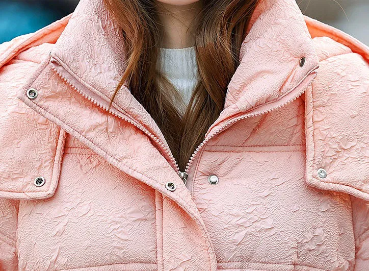 Stylish Relaxed-fit Hip-length Zip Up Puffer Jacket