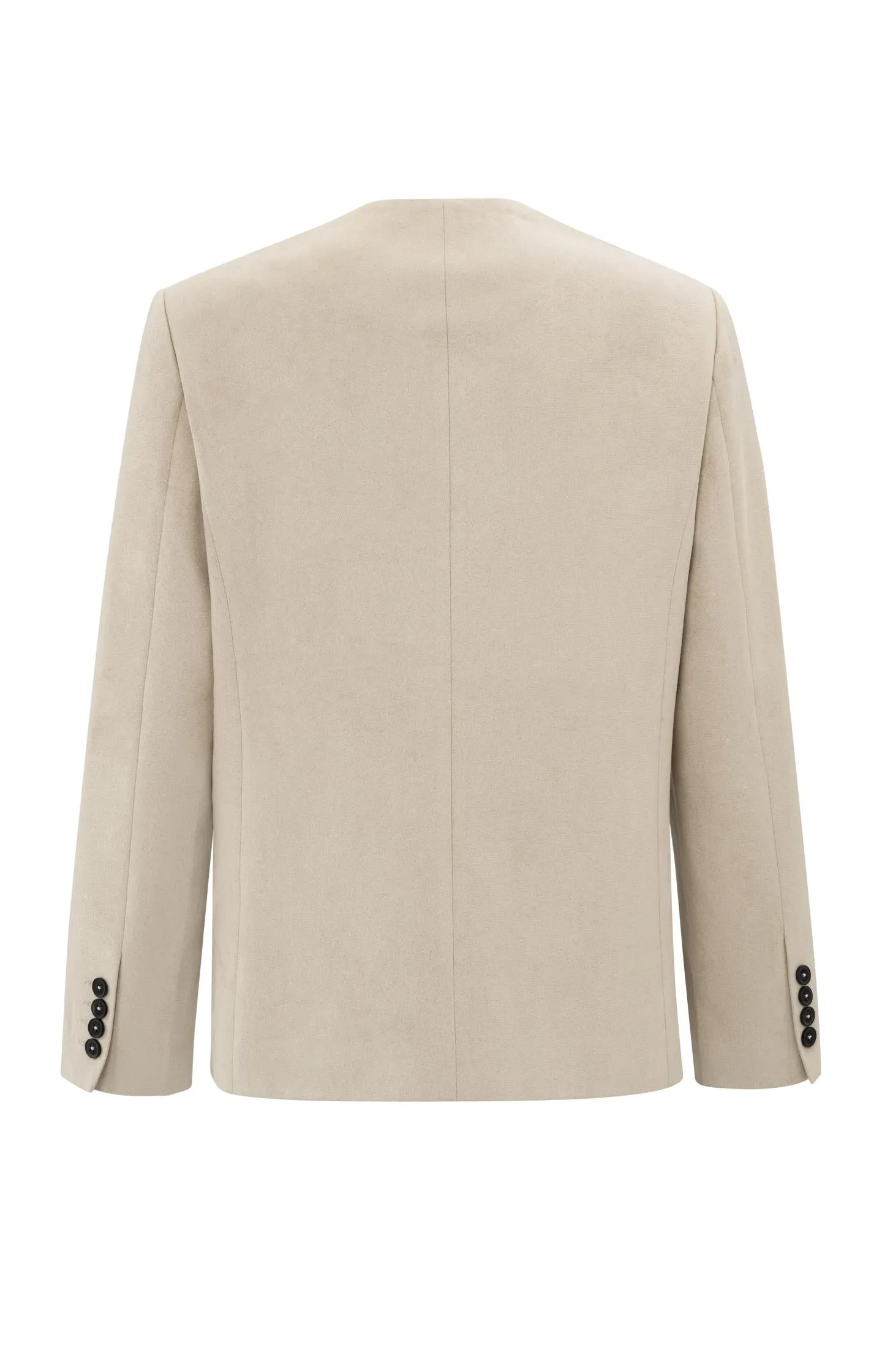 Suedine collarless blazer with regular fit