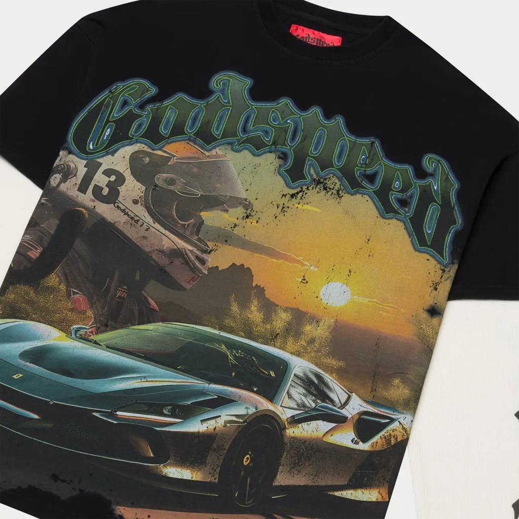 Sunset Drift Layered T-Shirt (Black)