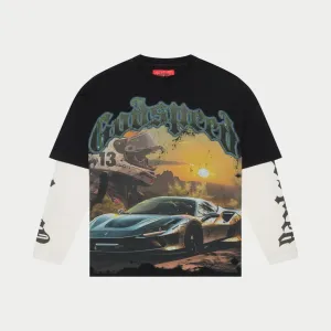 Sunset Drift Layered T-Shirt (Black)