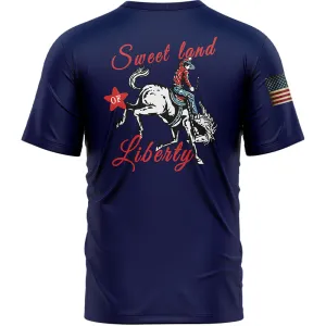 Sweet Land Of Liberty Custom Navy American Patriot Name T-Shirt