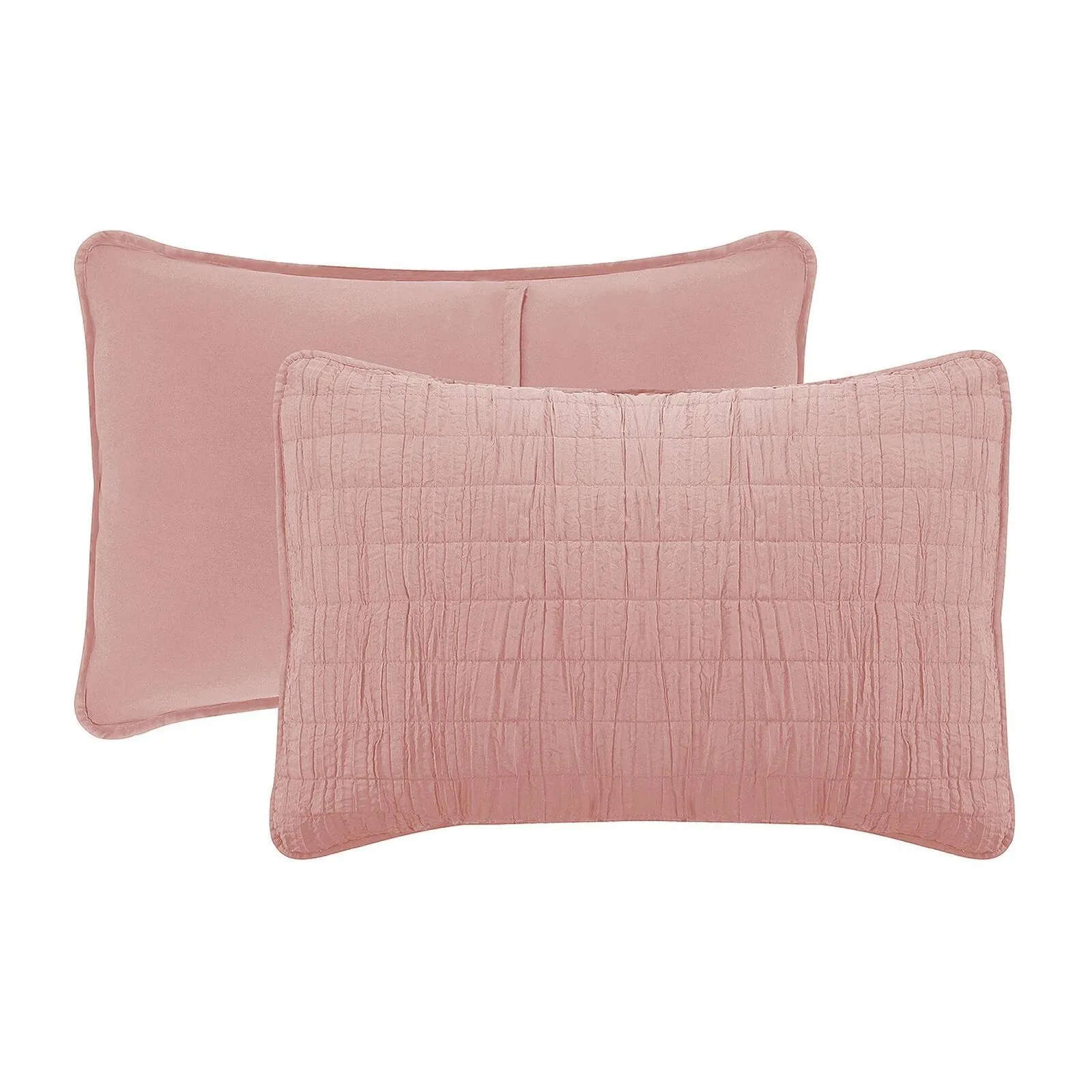 Swift Home Lightweight Oversized Crinkle Quilt Bedspread Set Pink King Cal King