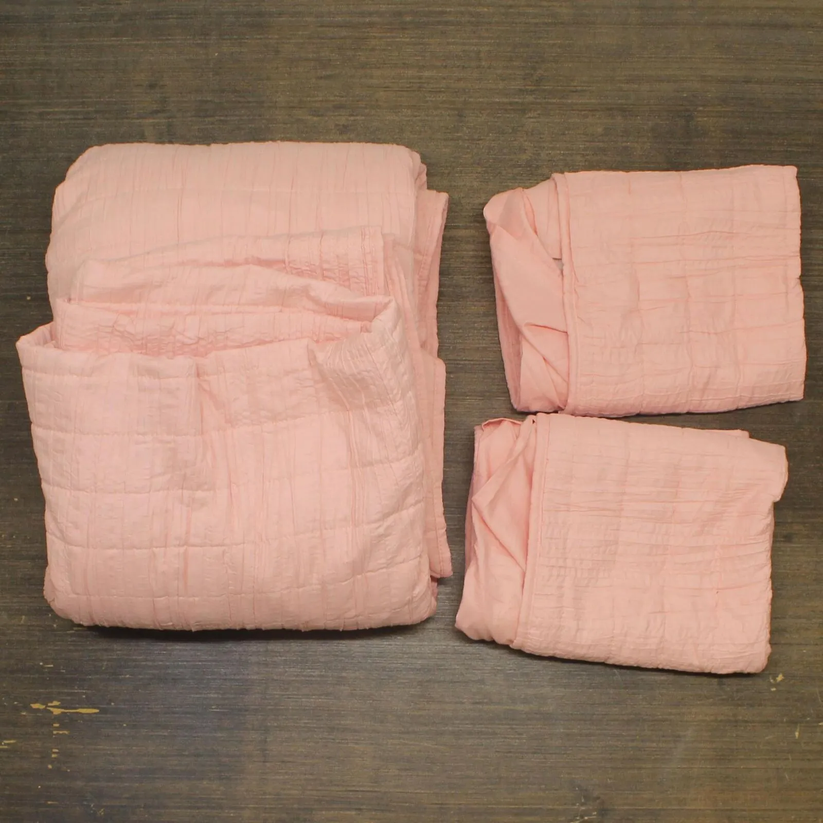 Swift Home Lightweight Oversized Crinkle Quilt Bedspread Set Pink King Cal King