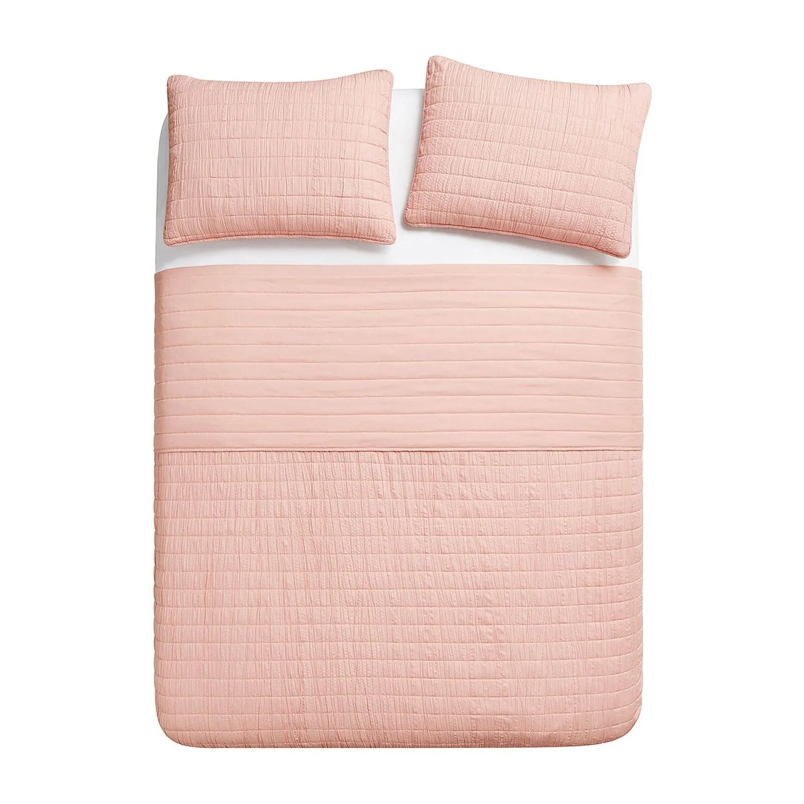 Swift Home Lightweight Oversized Crinkle Quilt Bedspread Set Pink King Cal King