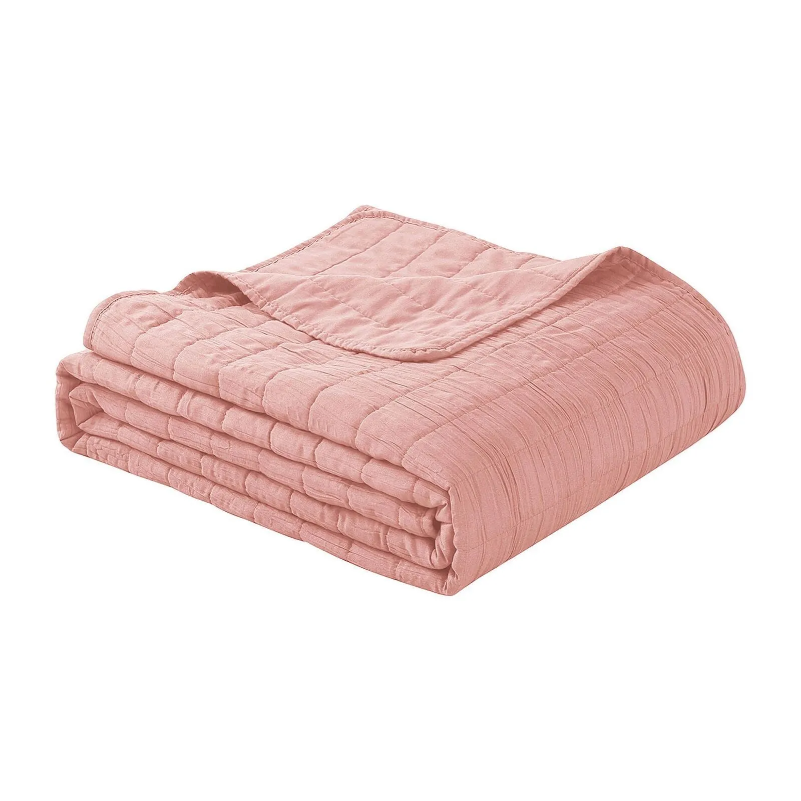 Swift Home Lightweight Oversized Crinkle Quilt Bedspread Set Pink King Cal King